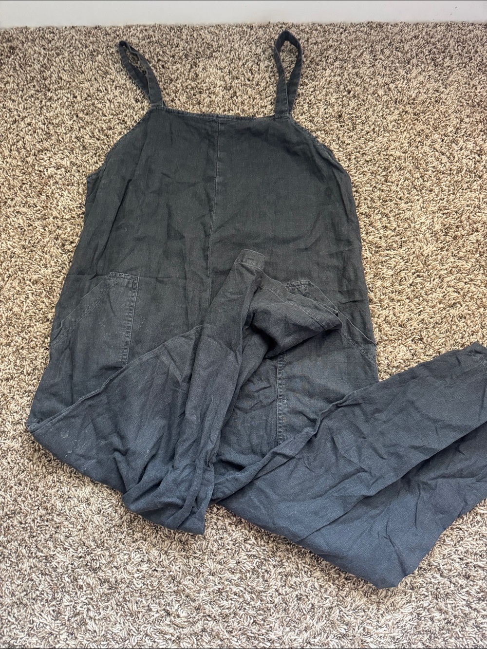 Universal Thread Black Linen-Blend Overalls Jumpsuit